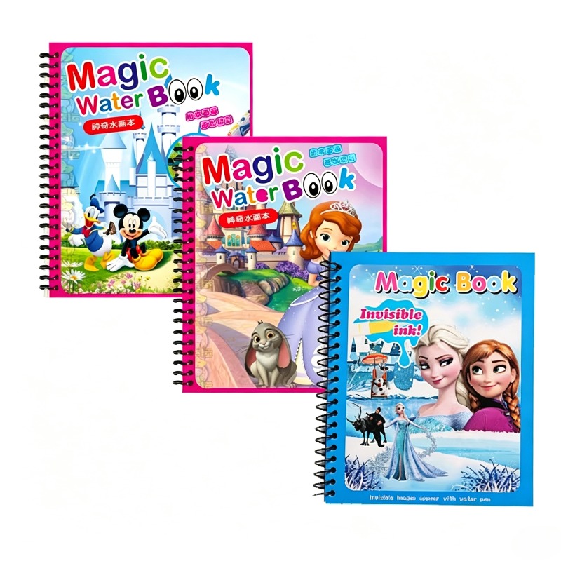 Reusable Water Magic Coloring Book - 漫画水彩画おもちゃセット グラフィティアニメ水彩マジックブック DIY誕生日プレゼント