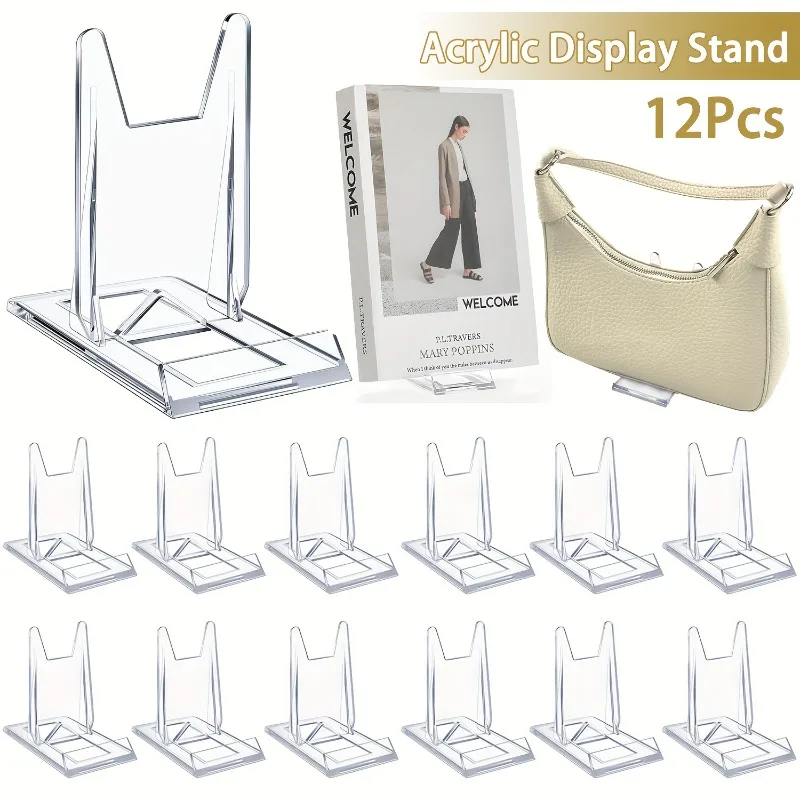 5/12個入り 透明アクリル製ディスプレイスタンド 小型調整 - Clear Acrylic Book Stand Holder のレビューと価格