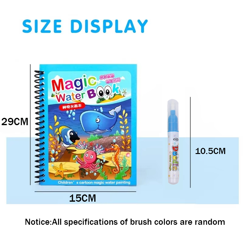 1PC 子供用水彩画マジックブック詰め替え可能な水ペン付き子 - Reusable Water Magic Coloring Book のレビューと価格