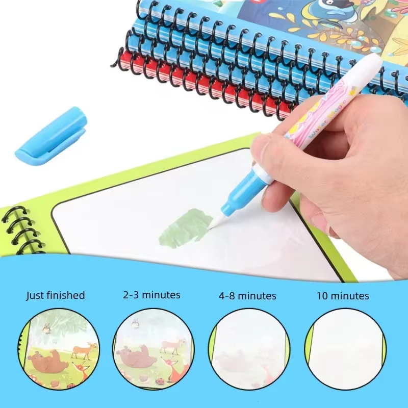 1PC 子供用水彩画マジックブック詰め替え可能な水ペン付き子 - Reusable Water Magic Coloring Book のレビューと価格